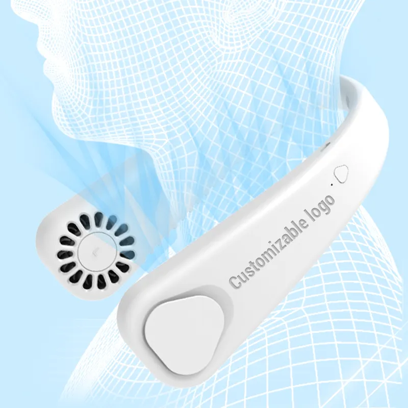 2022 Free custom logo cooling usb neck fan rechargeable Adjustable 3 Speeds Cooler bladeless free hanging mini portable neck fan