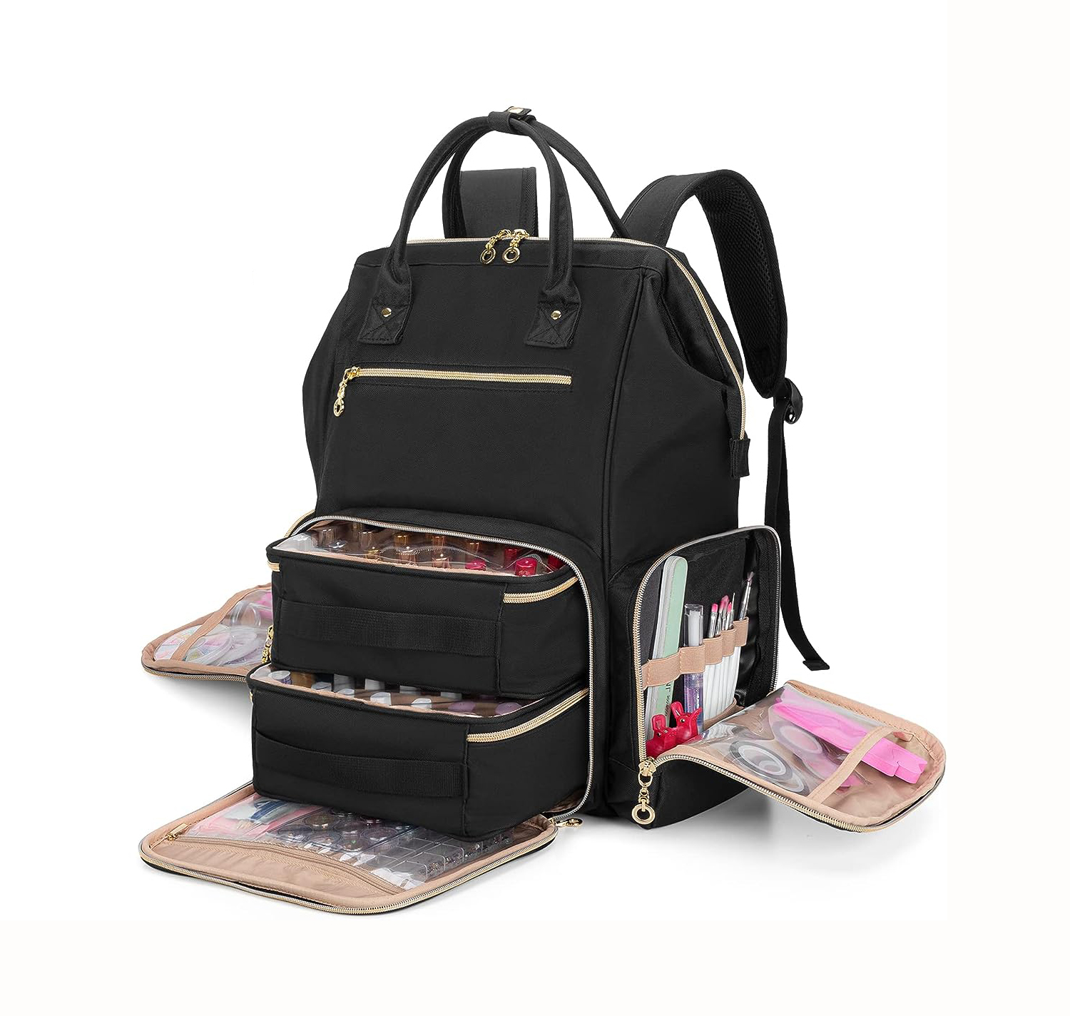 Factory Custom Manicure Tool bag Holds multi-Bottles Nail Makeup Bag Nail Polish Organizer Backpack With Logo