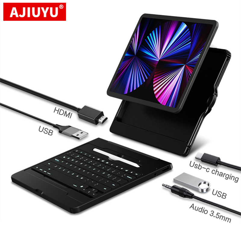 Клавиатура AJIUYU Magic для iPad Pro, 11 дюймов, 2020, 2021, 2018 футляр, док-станция, концентратор USB pro11, планшет с магнитным разделением, умный чехол