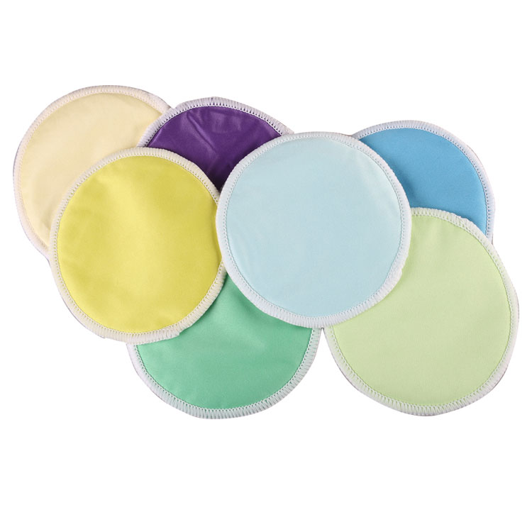Colorful Soft Waterproof Bamboo Breast Feeding Nursing Pads With Wash Bags