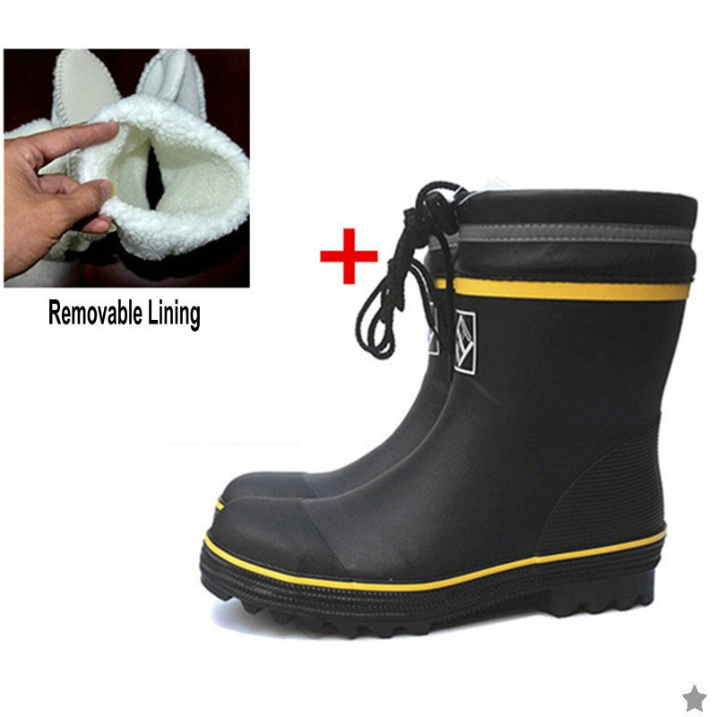 Men's outdoor rubber waterproof non-slip fishing garden car wash shoes Insulated rubber hunting boots insulated work boots