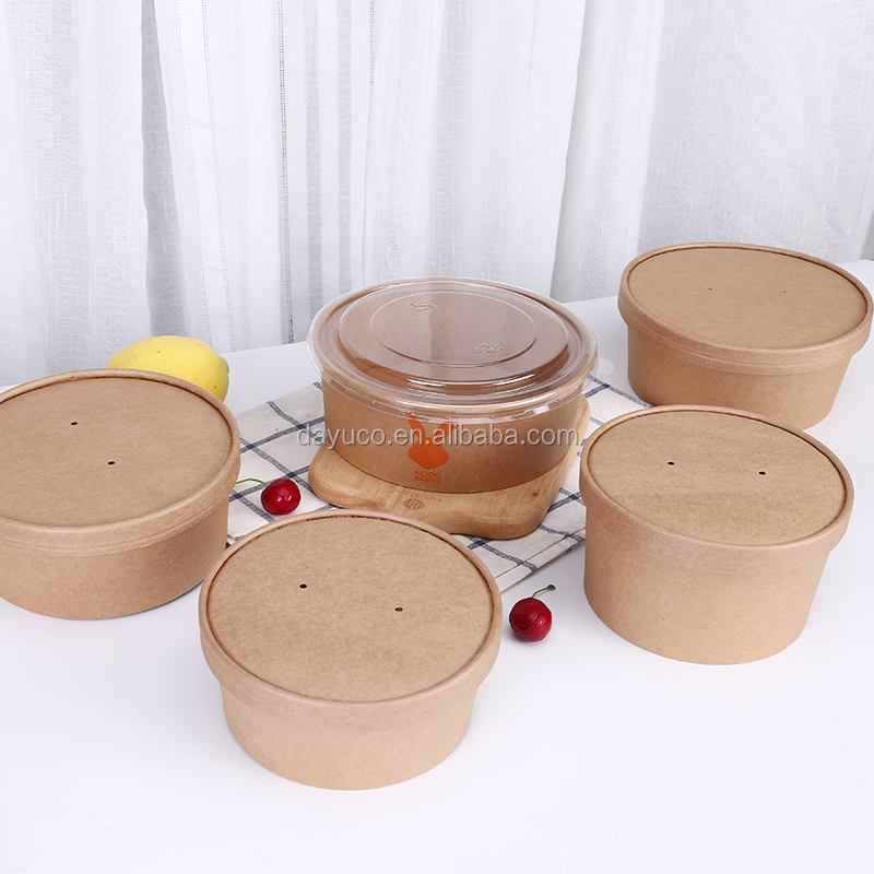 Manufacturers paper salad bowl with lid takeaway paper food packaging with cover