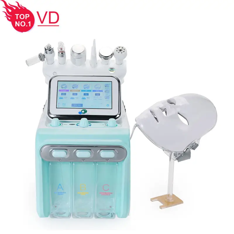 7in 1 beauty equipment hydra dermabrasion oxygen jet peel machine h2o2 oxigen facial machine with led mask