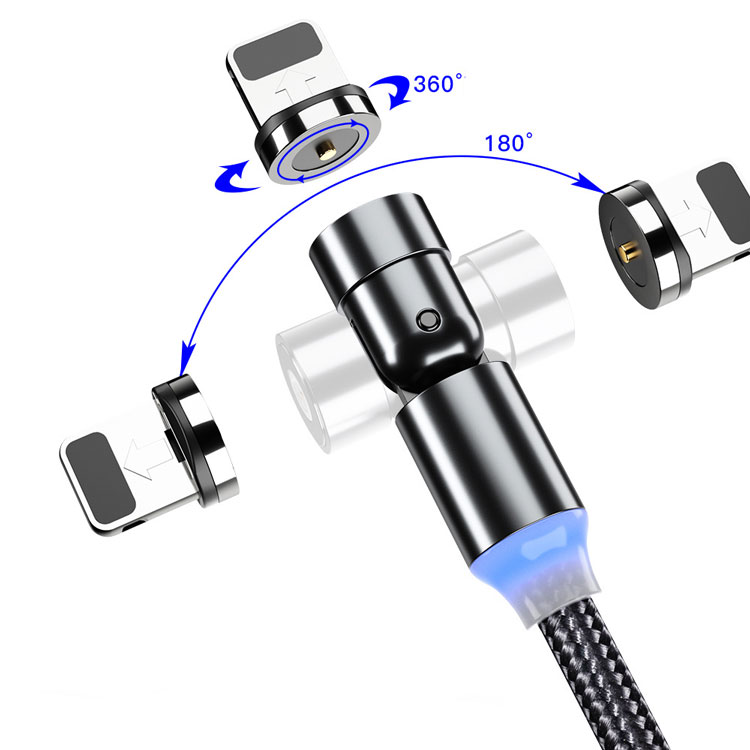 High quality universal 540 degree rotation 3 in 1 usb charging cable magnetic charging cable