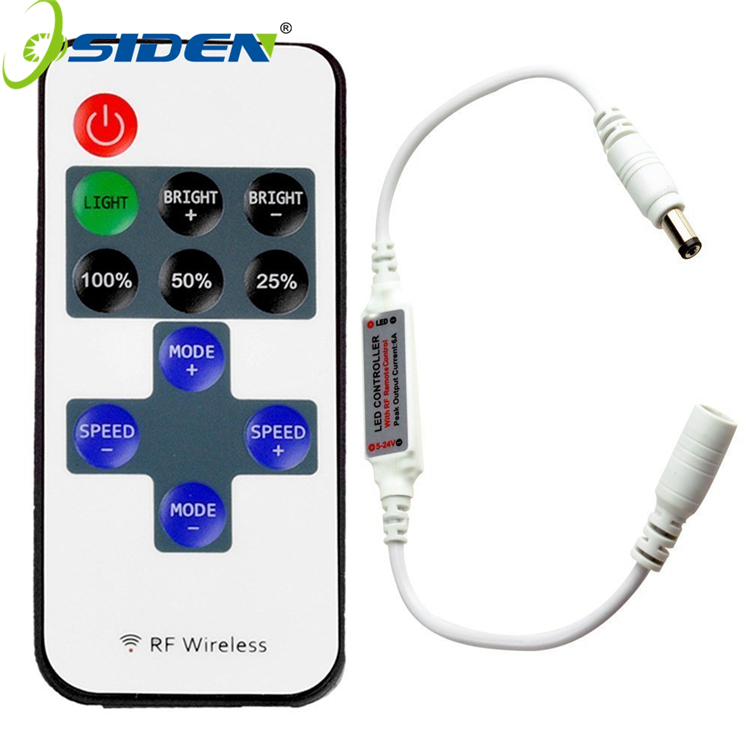 DC5-24V 12V/144W 24V/288W 11Key LED Mini RF беспроводной Одноцветный контроллер с разъемом постоянного тока