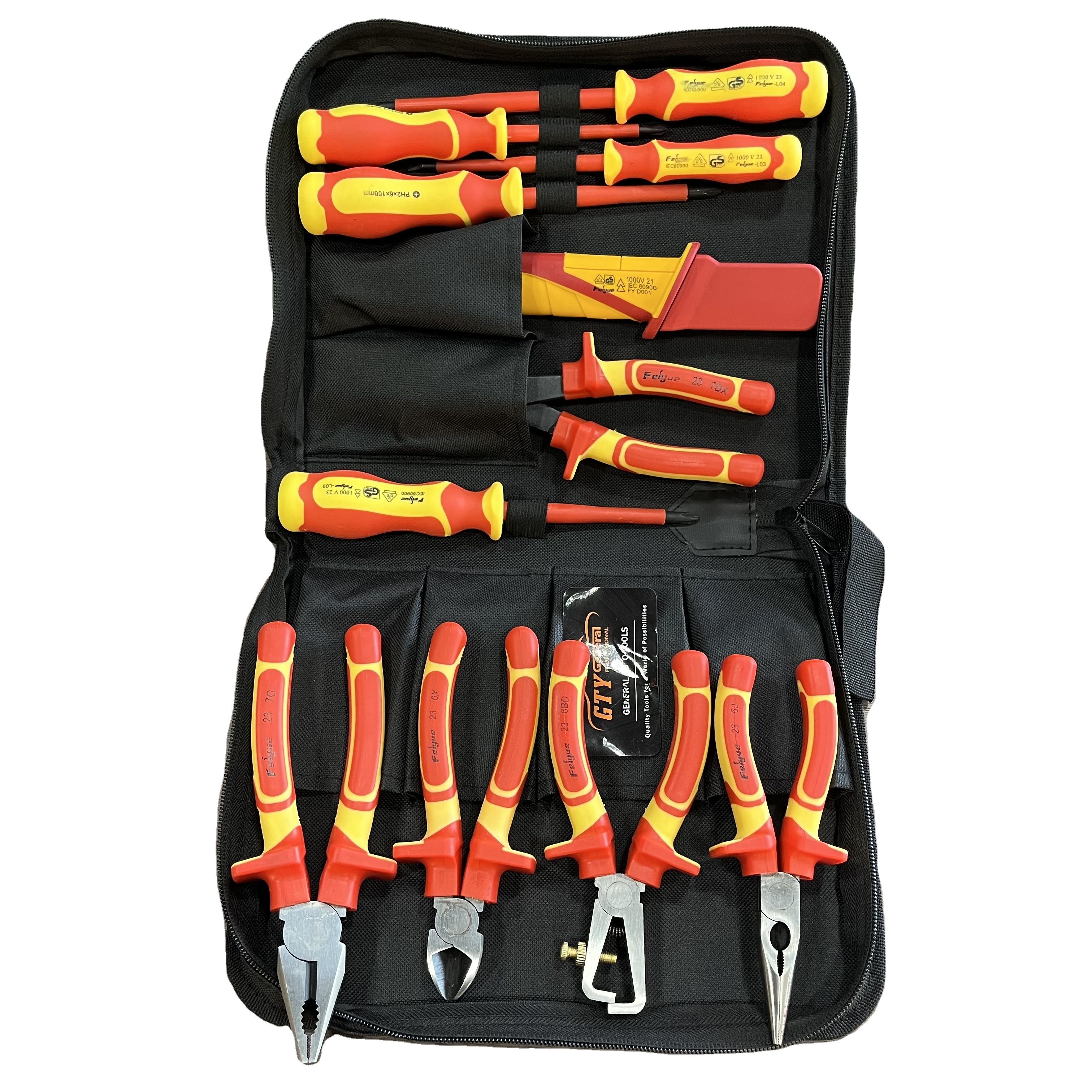 GTYPRO 11pcs Insulated Tool Set VDE wrench screwdriver socket plier set 1000v 23c Insulated hand tools