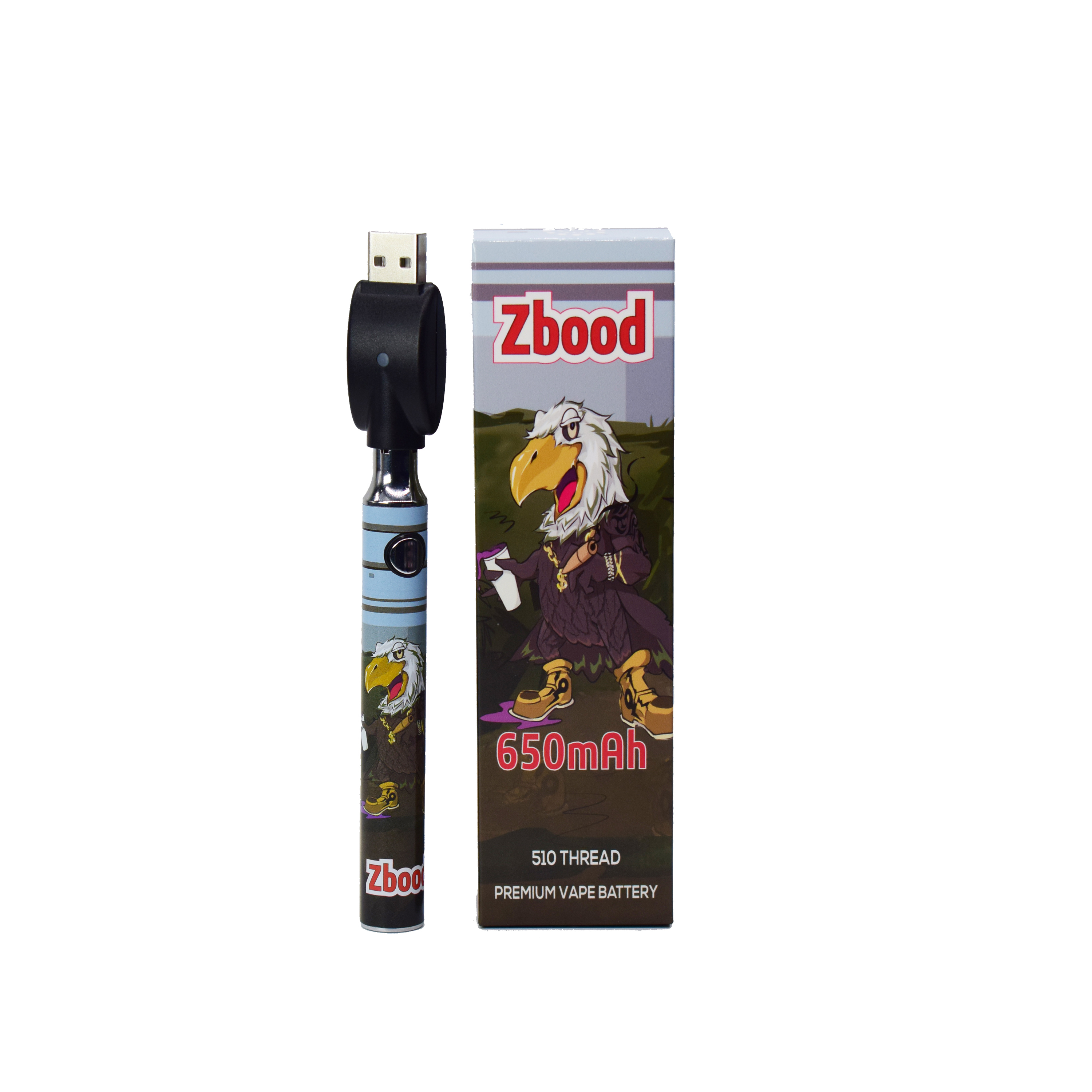 Best selling Zbood CBD Vape pen Battery 650mAh 510 Thread CBD Battery with CBD Battery Paper Box