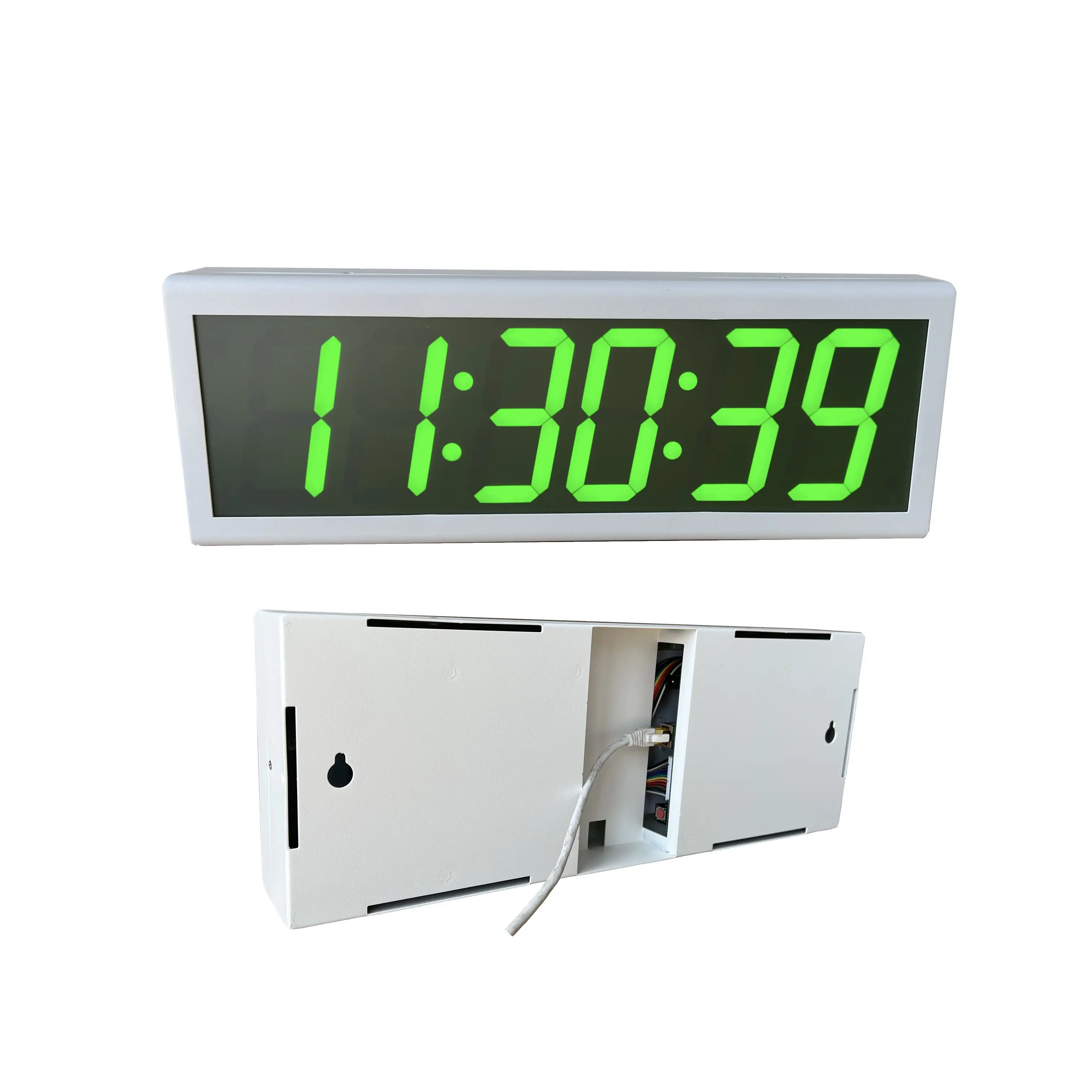 Network Synchronized NTP PoE Clock, 4" x 6 Digits, Green LEDs
