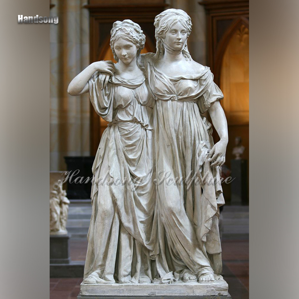 Скульптура среднего размера на заказ, уличная садовая скульптура, ретро фигурка сестры в европейском стиле, каменная скульптура