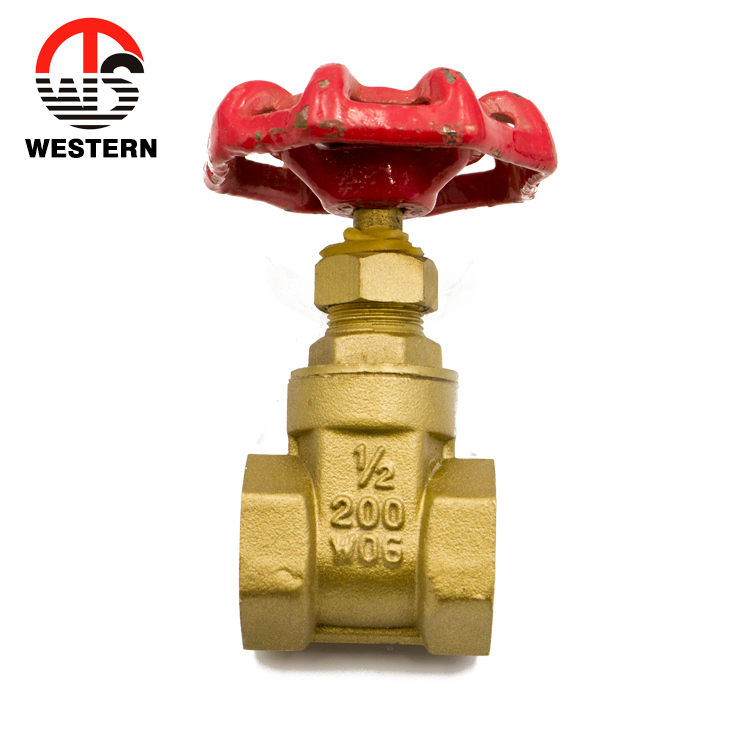 Chinese Manufacturer Red-Painted Iron Handwheel Forged Body 200WOG Brass Gate Valve