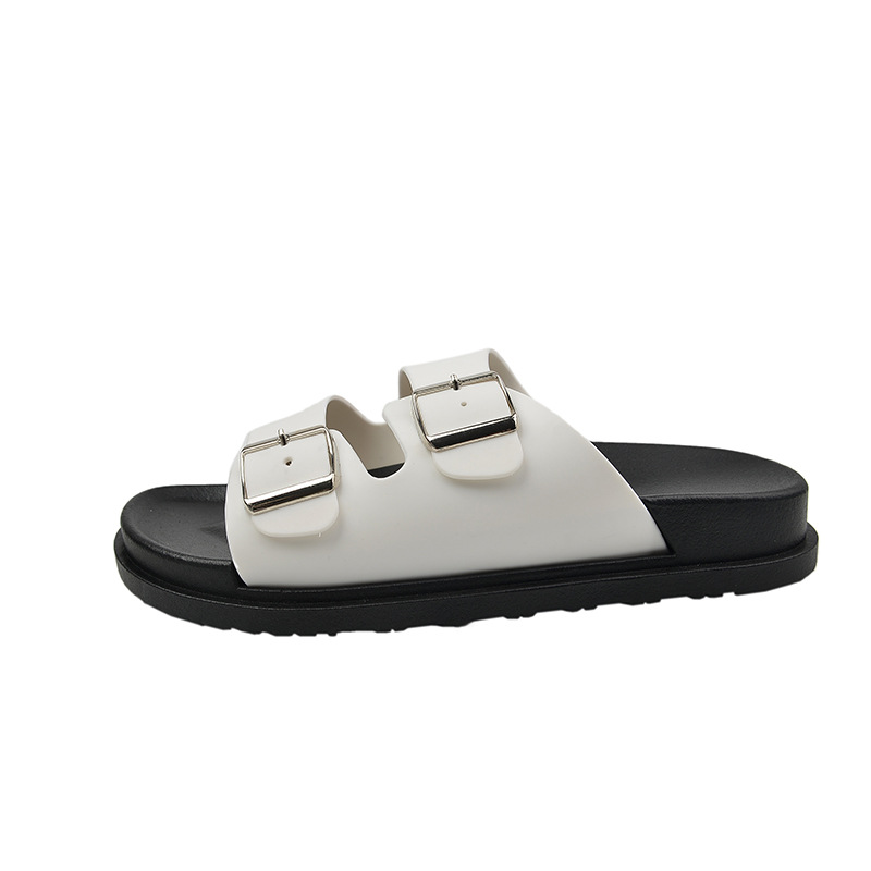 new arrival summer women flat slippers transparent outside slippers brown slides casuals beach slippers size