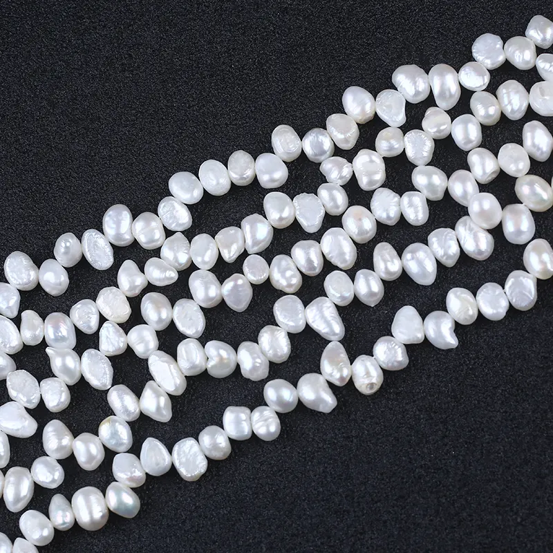 Wholesale White 7-8mm Top Drilled Baroque Freshwater Pearl Bead Strand