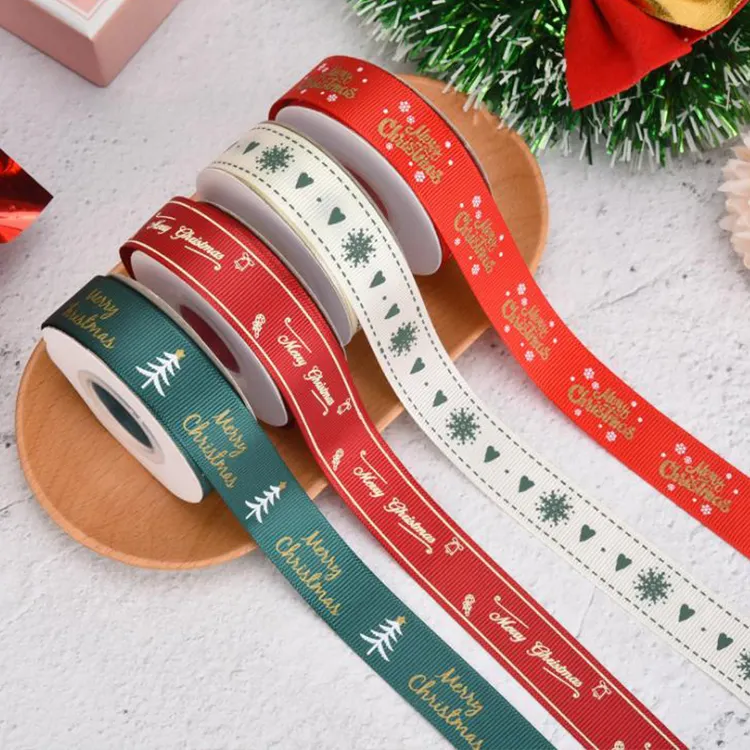 Hot sale custom Merry Christmas printing logo satin ribbon,christmas ribbons,wholesale  christmas  ribbon