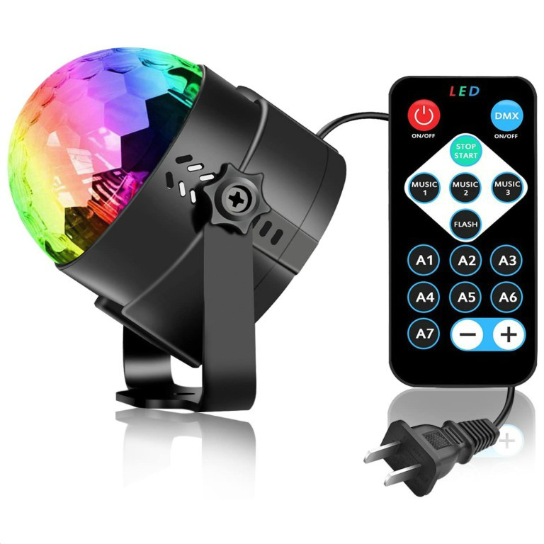 Мини-диско-шар со звуковой активацией, 3 Вт, RGB светодиодный стробоскоп и блестящий шар для домашней вечеринки, KTV, Рождества, бара, клуба, паба, с пультом дистанционного управления