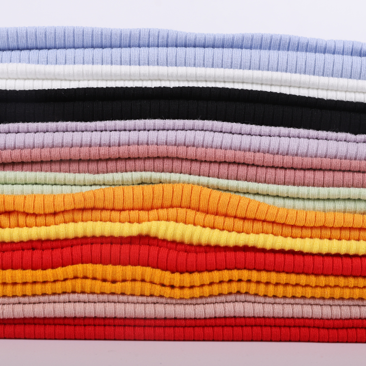 Factory Wholesale High Quality Soft Stretch Spandex Rib Knitting Fabric For Shirt Blouses Dress