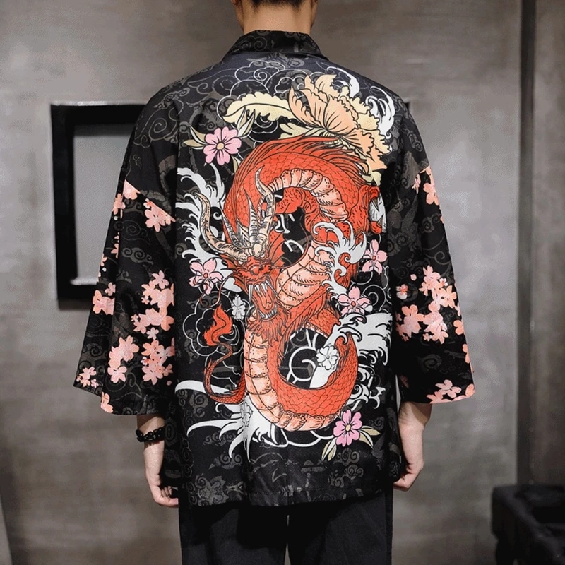 Japanese Kimono Man Haori Yukata Asian Streetwear Samurai Costume Cardigan Kimono Shirt Men Traditional Japanese Kimonos