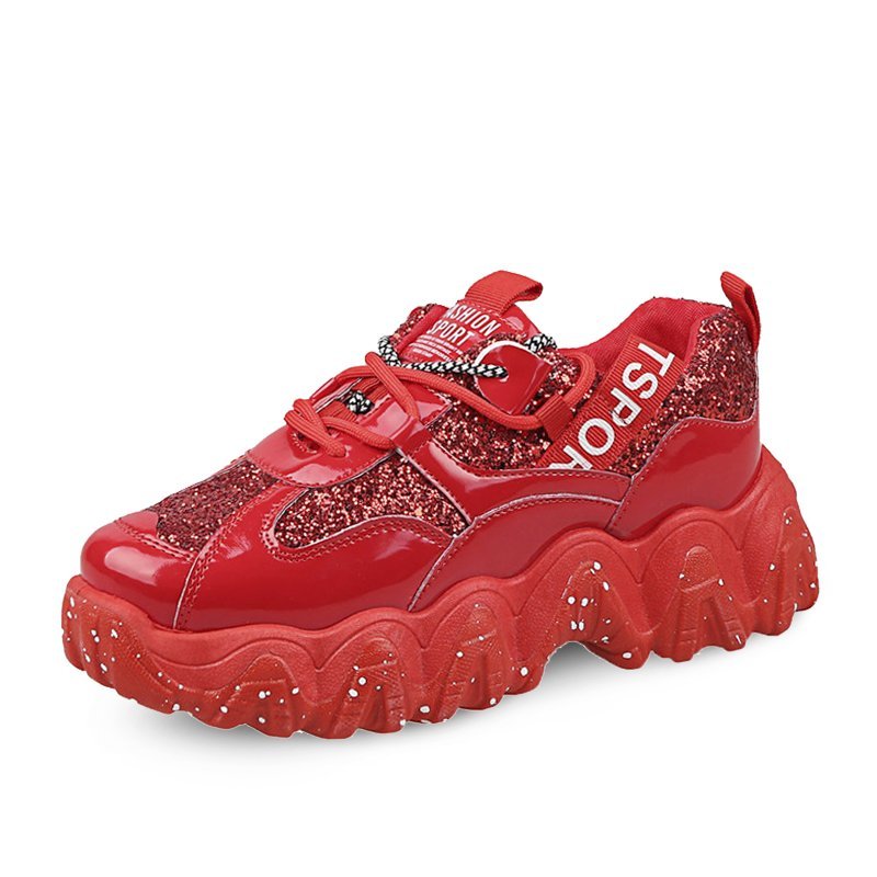 2020 New Breathable lace-up height increasing rainbow color platform chunky shoes casual high wedge sneaker for women