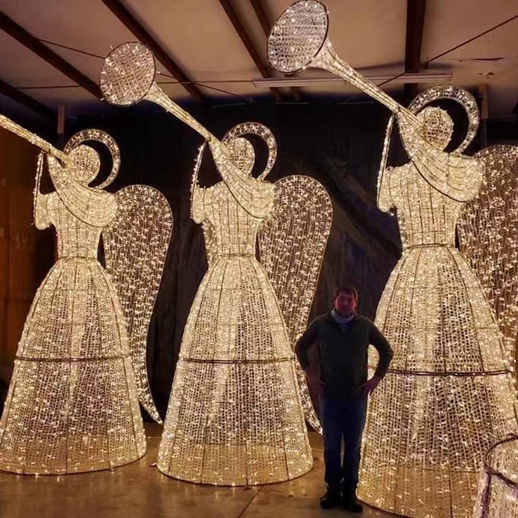 Новый индивидуальный наружный 3D большой светодиодный Рождественский ангел, украшение для торгового центра, Рождество