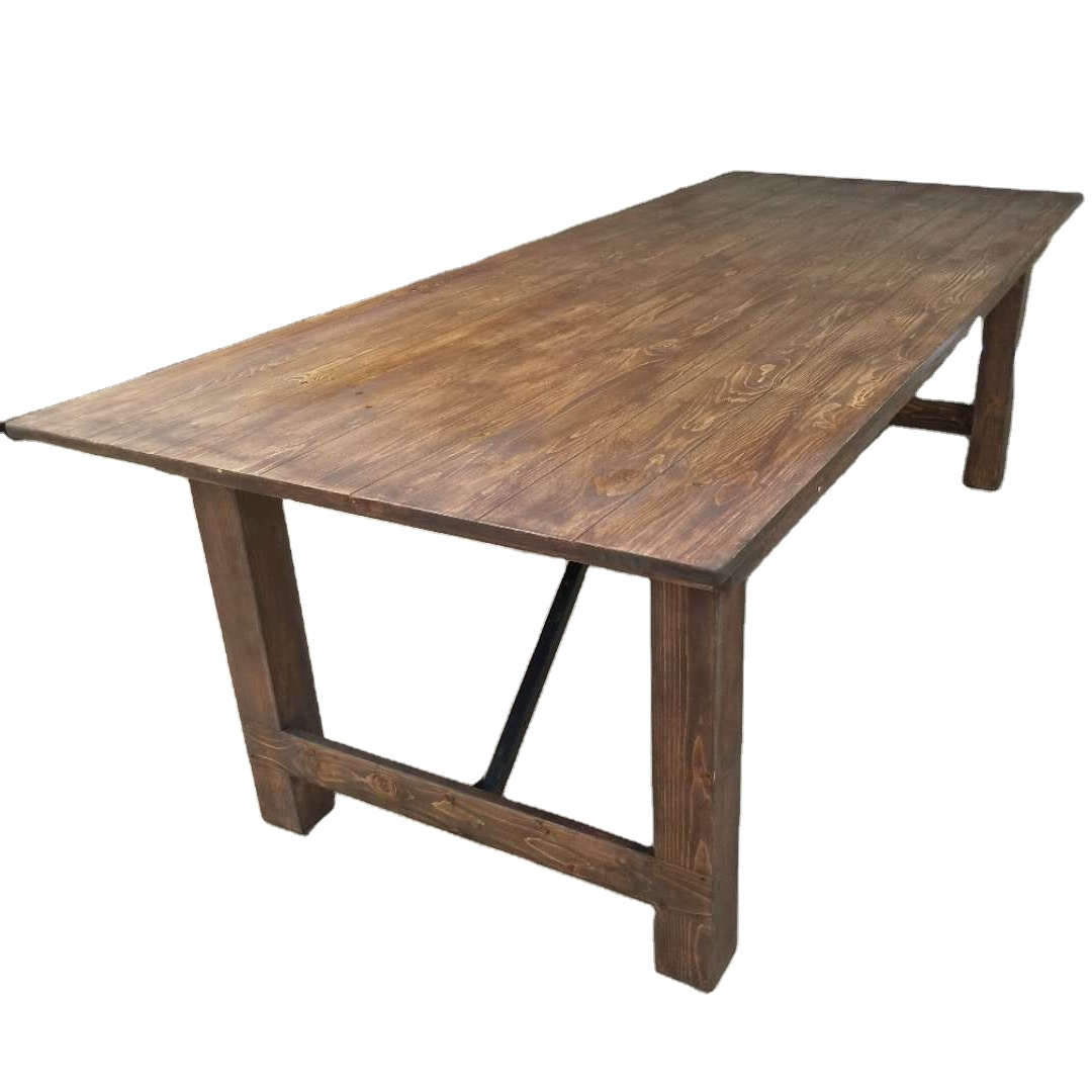 Solid wood farm harvest dinning table for wedding party