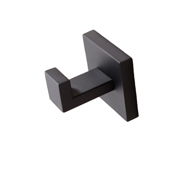 Square Solid Stainless Steel Single Robe Hook Towel Rack Clothes&Hat Hook Black Bathroom Robe Hook