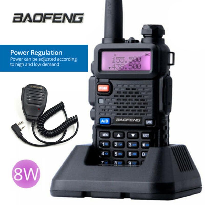 Оптовая продажа BaoFeng UV-5R настоящая 8 Вт для переносного приемо-передатчика двойной частоты VHF/UHF FM радио uv-5r динамик микрофон портативный динамик