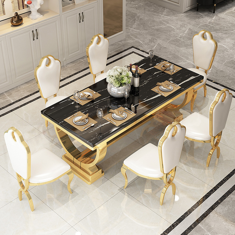 High Grade Durable Marble Modern Dining Table Set With 6 Chairs Dining Table