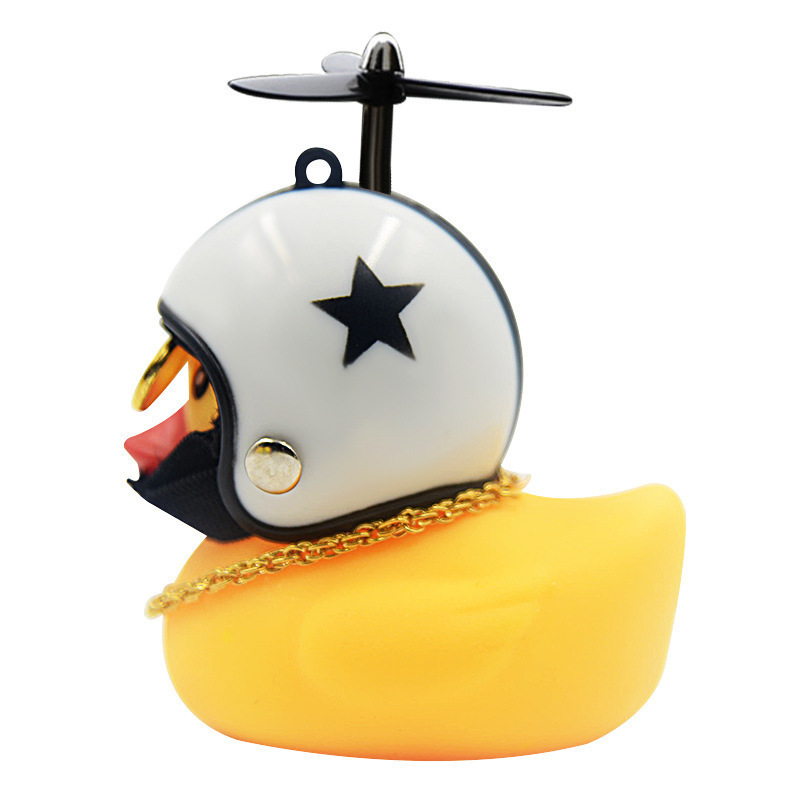 Small Yellow Duck Bicycle Car Accessories With Helmet Handlebar Helmet Broken Wind