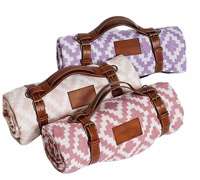 Drop Shipping 10%off Printed Blanket Large Picnic Blanket Mat Waterproof with Leather Strap