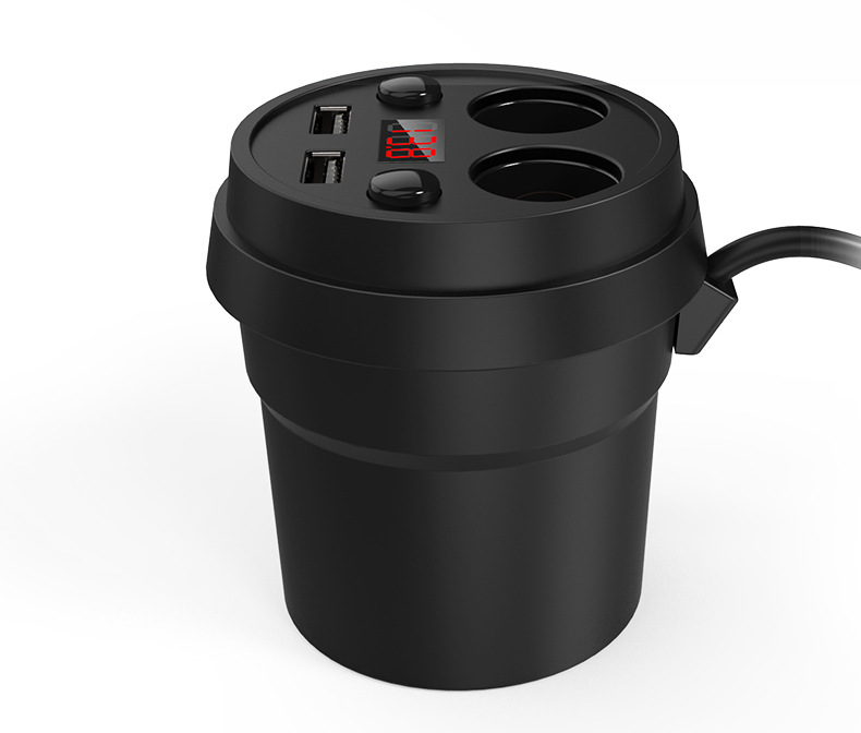 Car With Digital Display 3.1A Intelligent Car Charging Slot Cup 4 Port USB One Drag Four Multi-purpose Car Charger