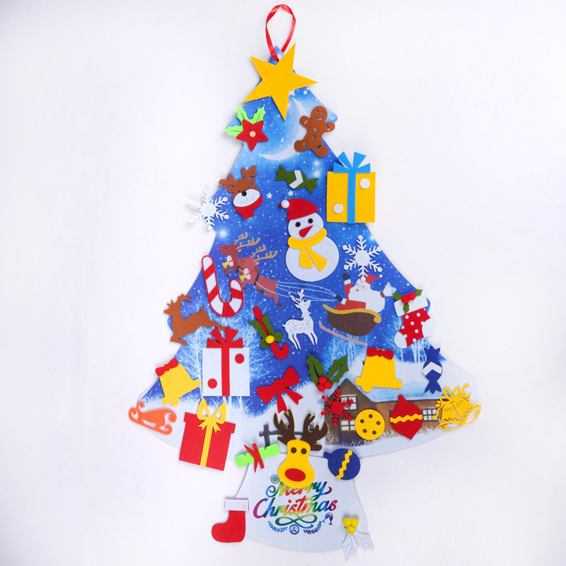 2022 New Year Gifts Felt Christmas Tree Kit Xmas Decorations Wall Hanging Ornaments