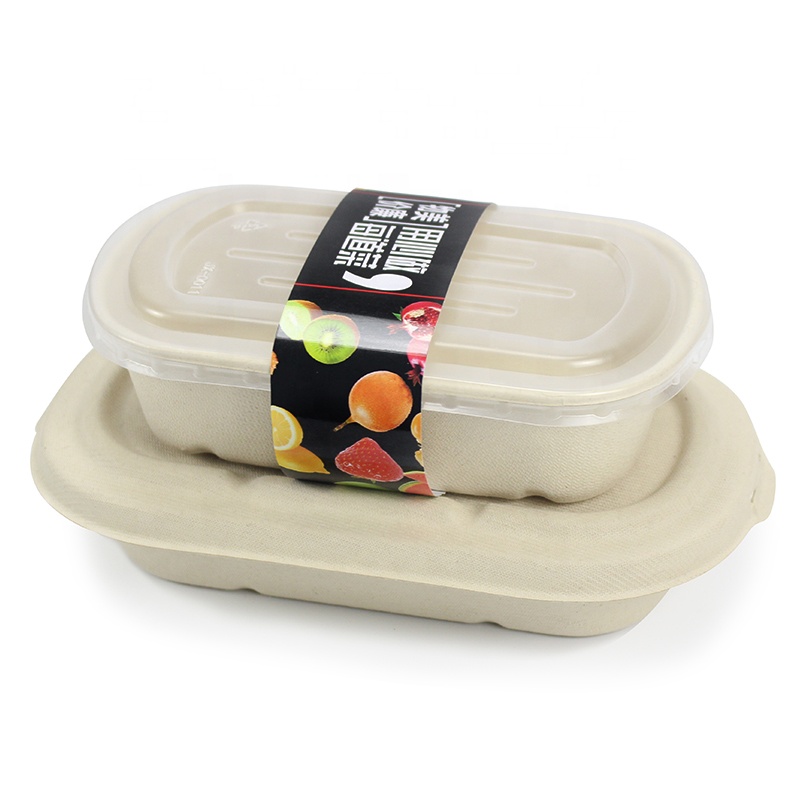 1000ml Disposable Box Compostable Biodegrade Food Grade Eco-friendly Take-out Lunch Box Bowl Lids