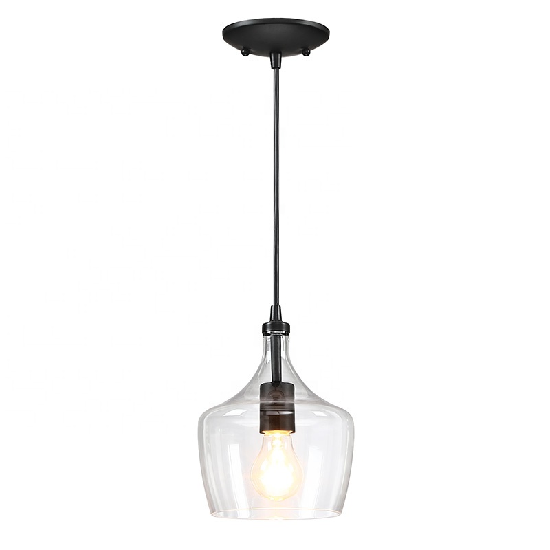 Wholesale ROUND Black Painting modern chandelier Clear Glass mini pendant light ceiling fixture