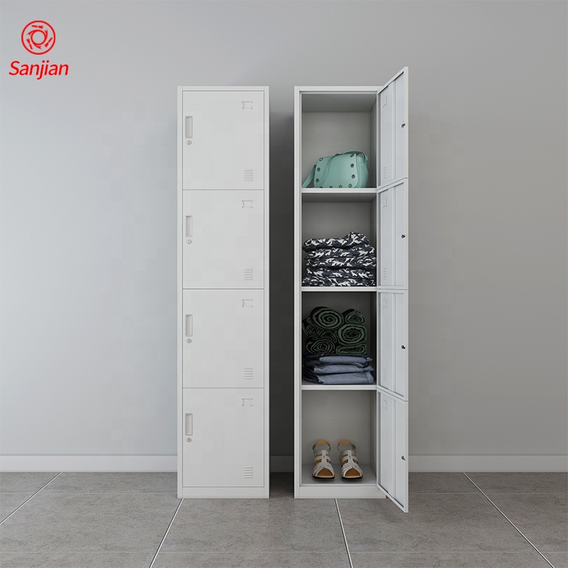 Luoyang manufacture steel furniture vertical 4 doors clothes storage cabinet steel vertical locker metal wardrobe