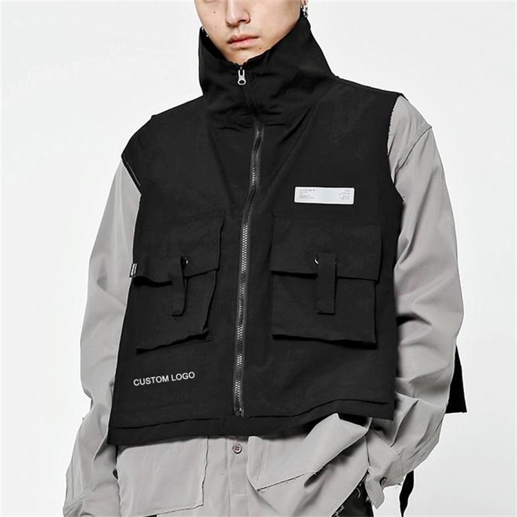 OEM custom printing logo unisex plain cargo utility black tactical vest for men