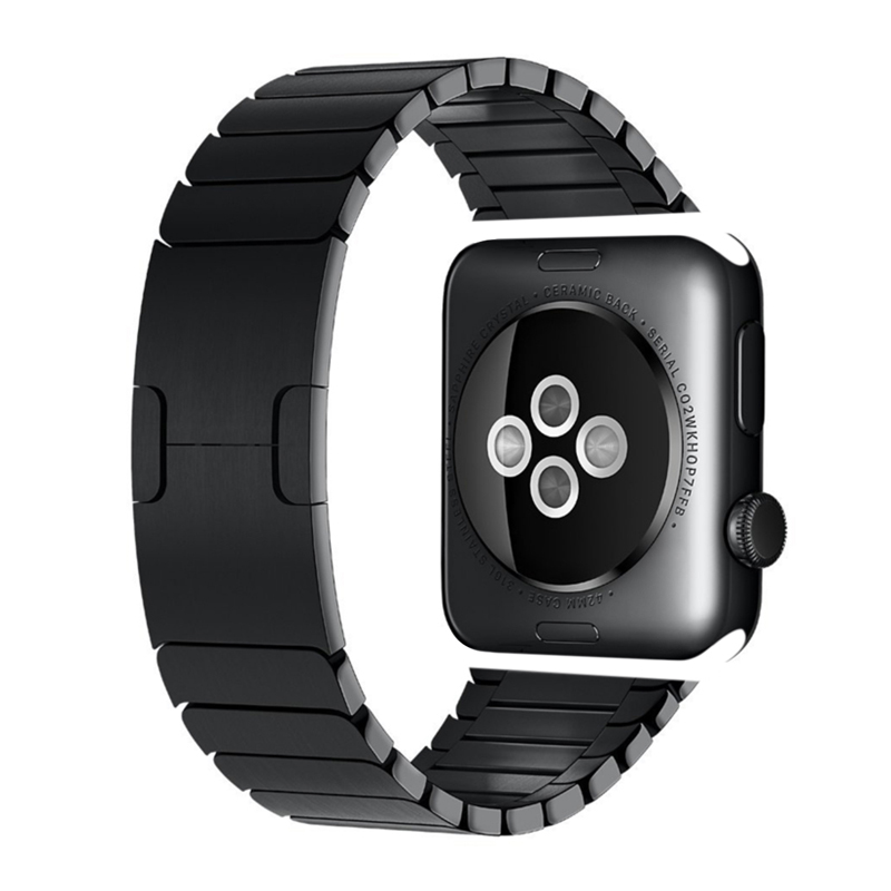 Ремешок из нержавеющей стали для Apple Watch, роскошный металлический браслет 44 мм 40 мм, черный/серебристый