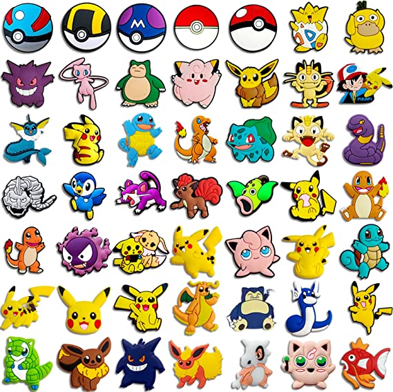 2023 мультяшный pokeman pickachu, дизайны из ПВХ, украшения для обуви из крокодила на заказ
