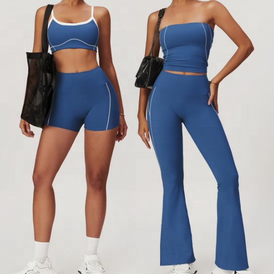 Custom Private Label White Lines Peach Butt Lift Women's Luxury Gym Sportswear for the gym