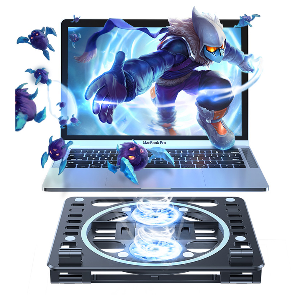 High Quality Cooling Fans Matel Aluminium Adjustable Fold Desk Laptop Stand For Office