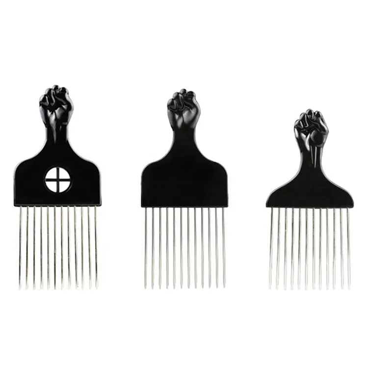Styling Tool Salon Hairdressing Customized Afro Comb Stainless Steel Pick Comb Afro Braid Detangle Wig Hair Comb