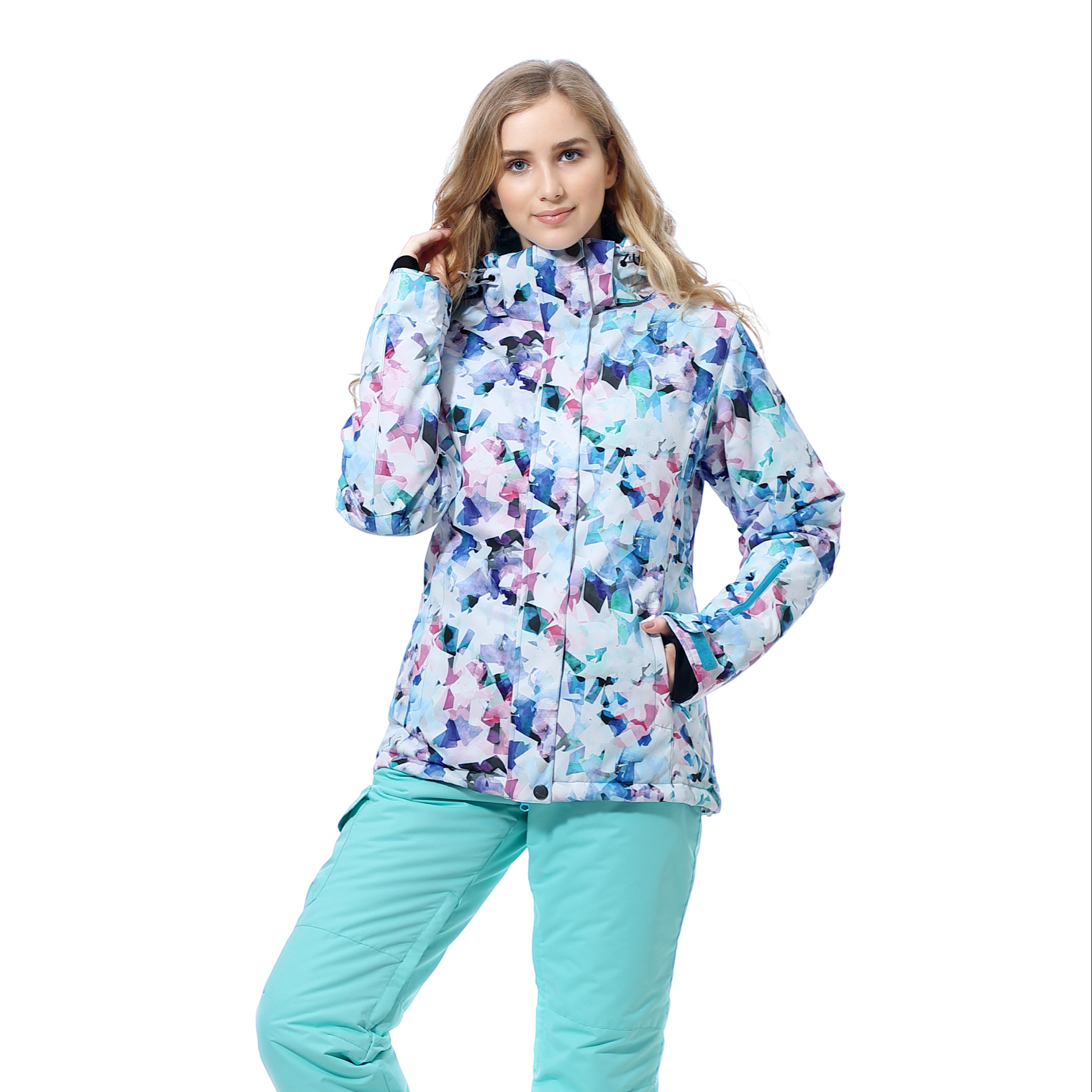 Custom waterproof 5000mm windproof adults women one piece ski suits snowboard suit