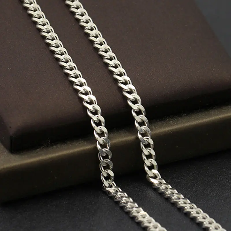 2.5/3/3.7/4/4.6/5.2/5.6/6/7/7.7/8.5MM Italy 925 Sterling Silver Cuban Curb Link Chain Necklace Roll For Men