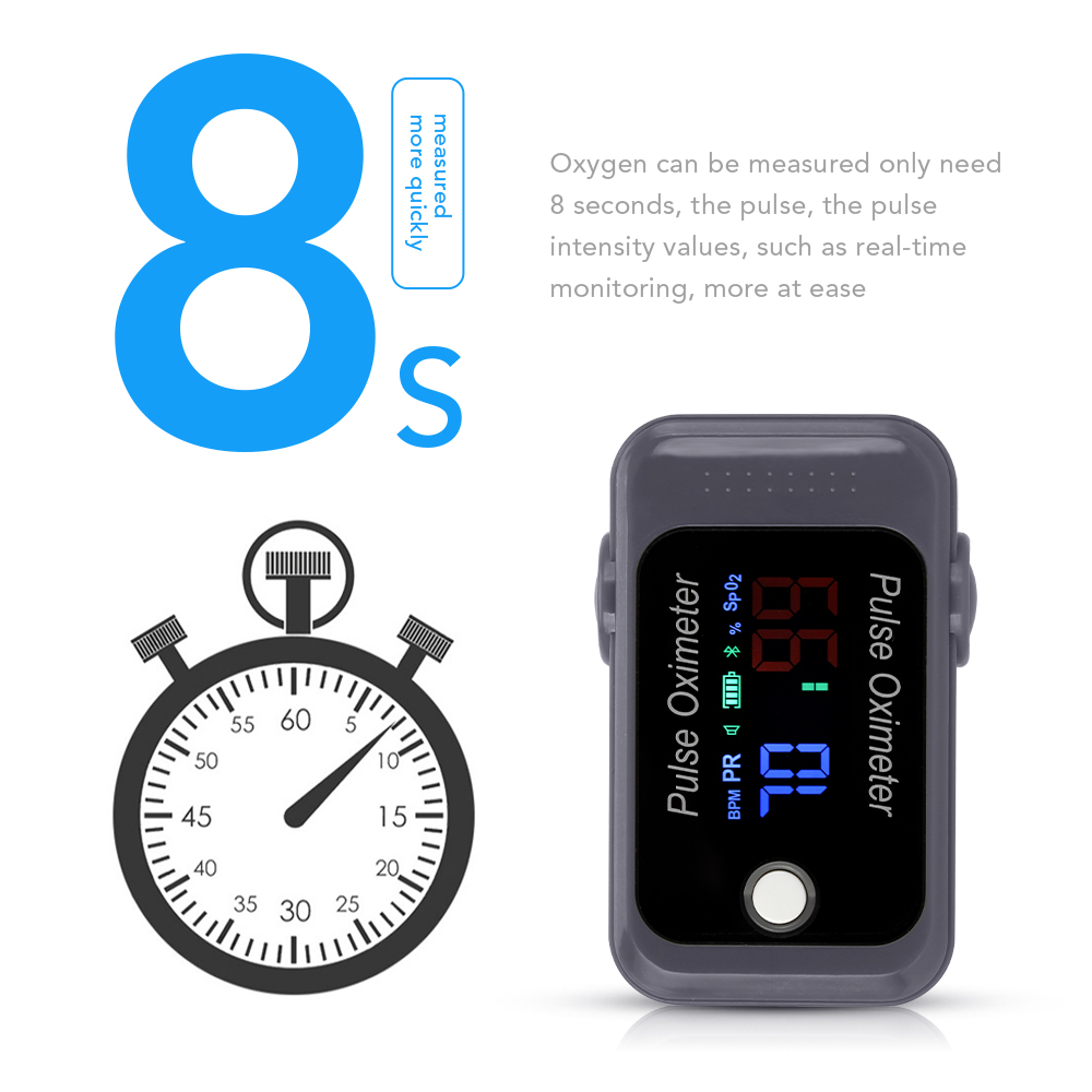LCD screen color display has beep tone fingertip pulse oximeter