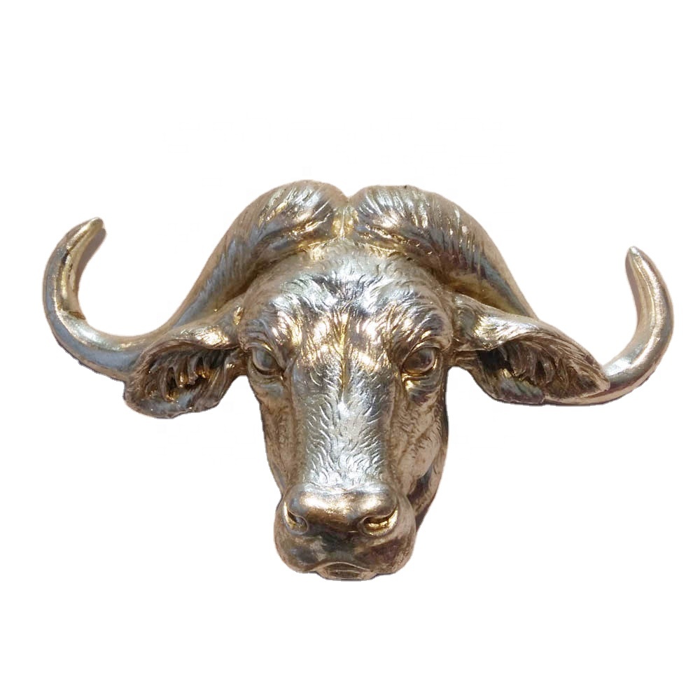 Western Style Resin Buffalo Head Statue for Wall Decor