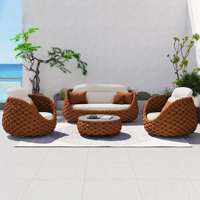 BFP One Stop Professional Collocation Patio Outdoor Furniture Rattan Sofa Curl Rattan Sofa Leisure Lounge Chair Garden Sets
