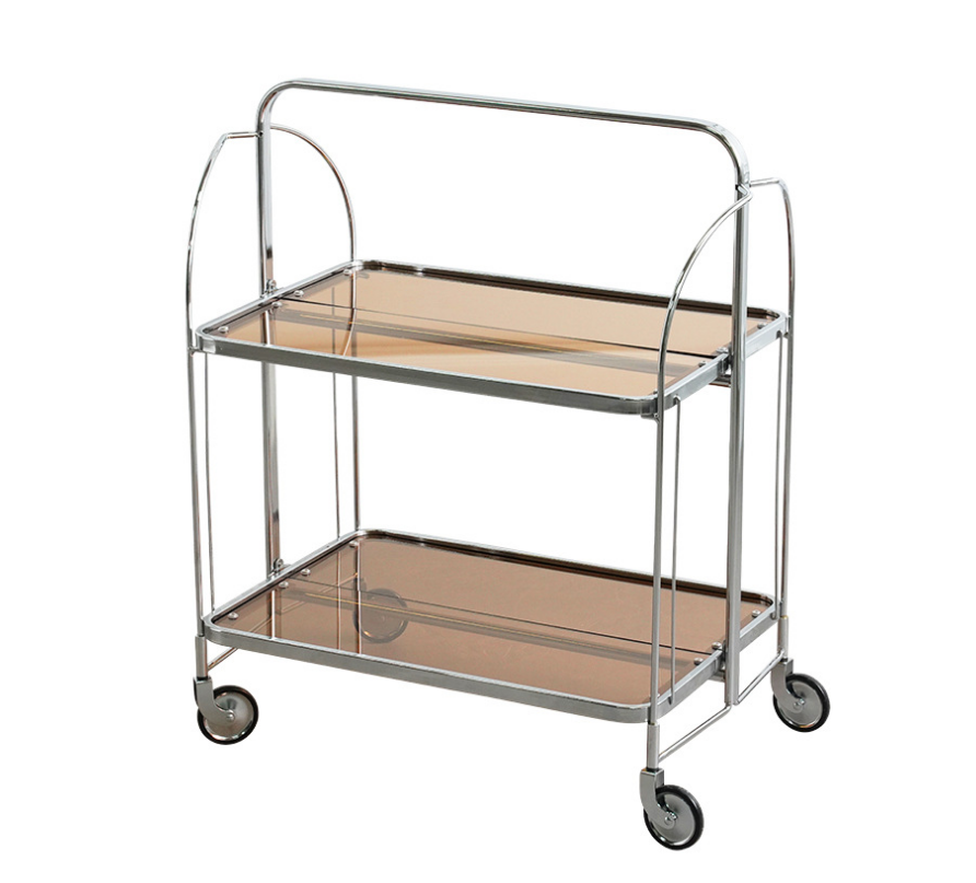 New design folding mobile fashionable loading changhong glass stainless steel waiter trolley