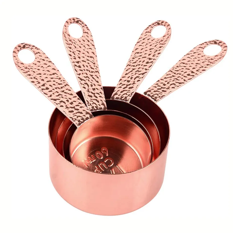 4pcs Utensils Stainless Steel Volume Spoon Plated Copper Set Kitchen Coffee Baking Cake Spoon Cup