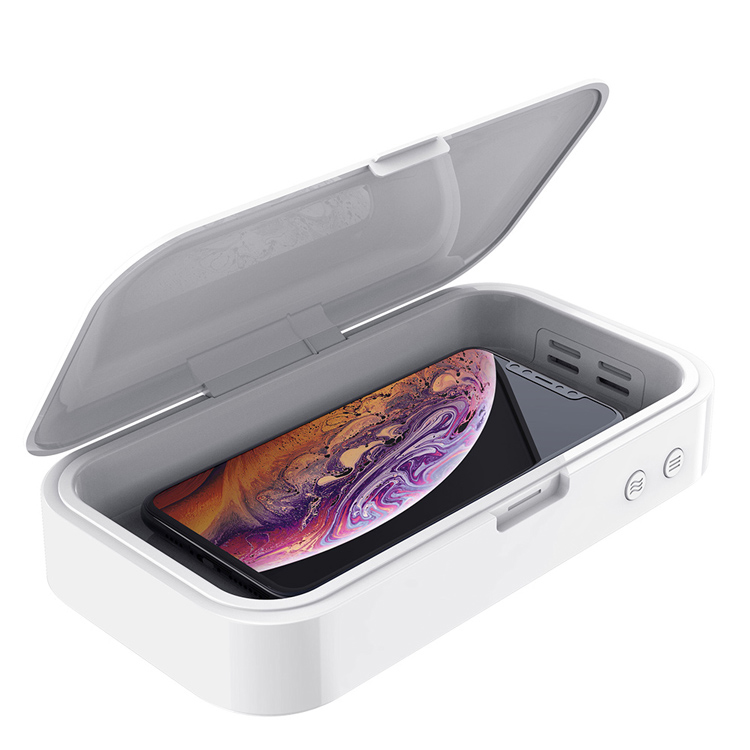 In Stock RoHS Gifts White Microban Uv Sterilizer 15W Wireless Charger UV Sterilizer Box