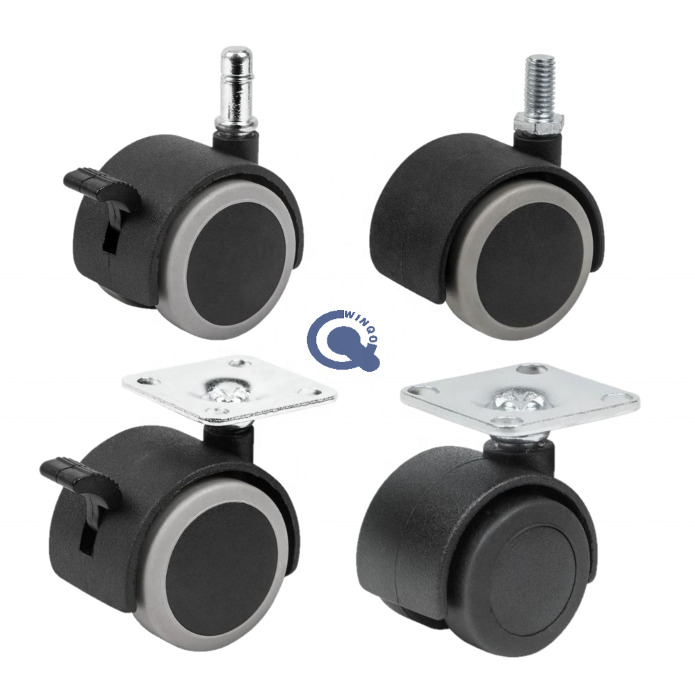 Caster Factory Direct Supply 1.5 Inch 60mm Small Plastic Black Furniture chair Bearing Caster Wheels Caster