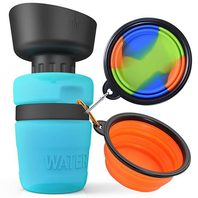 Amazon 18oz/520 мл для кормления животных Питьевая чашка миска для домашних животных диспенсер для воды собака бутылка для воды переносная Бутылка для путешествий с чашей