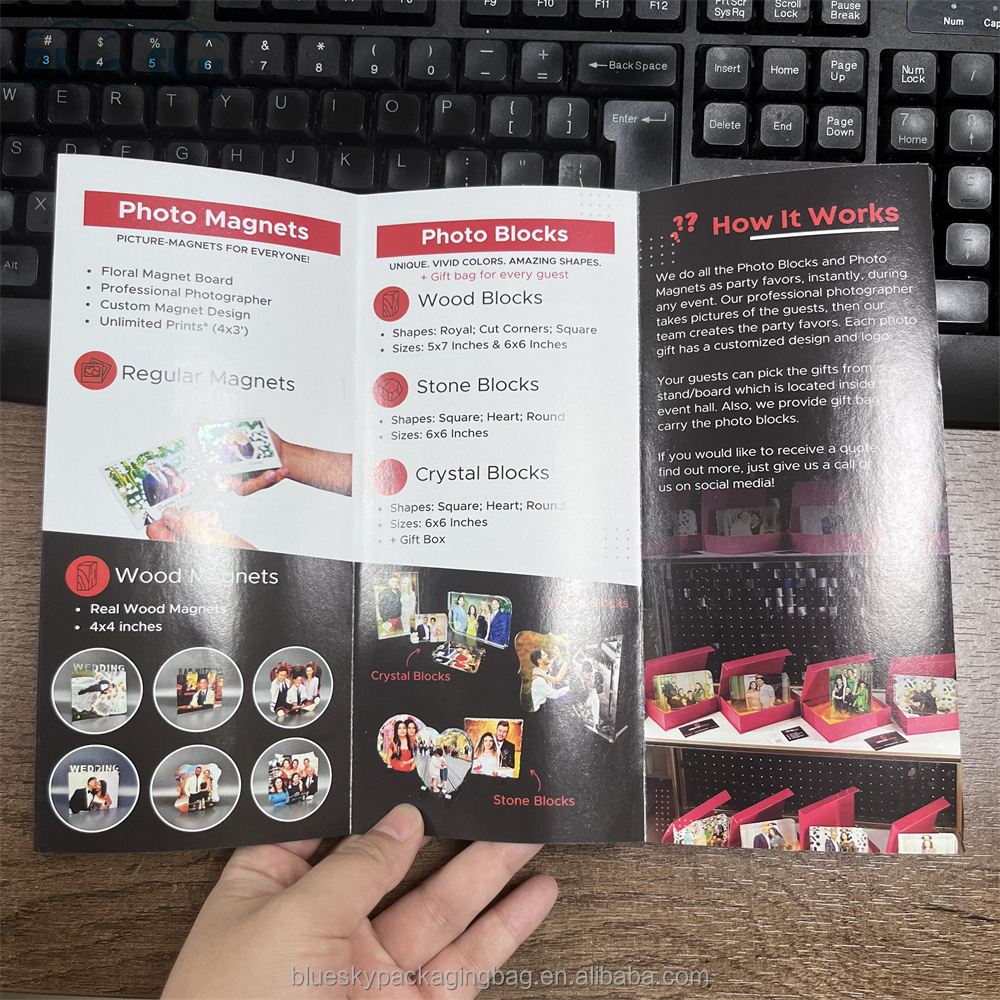 Blue Sky custom double sided printing design color paper brochure folding Flyer/Leaflet/Catalogue/Booklet Printing